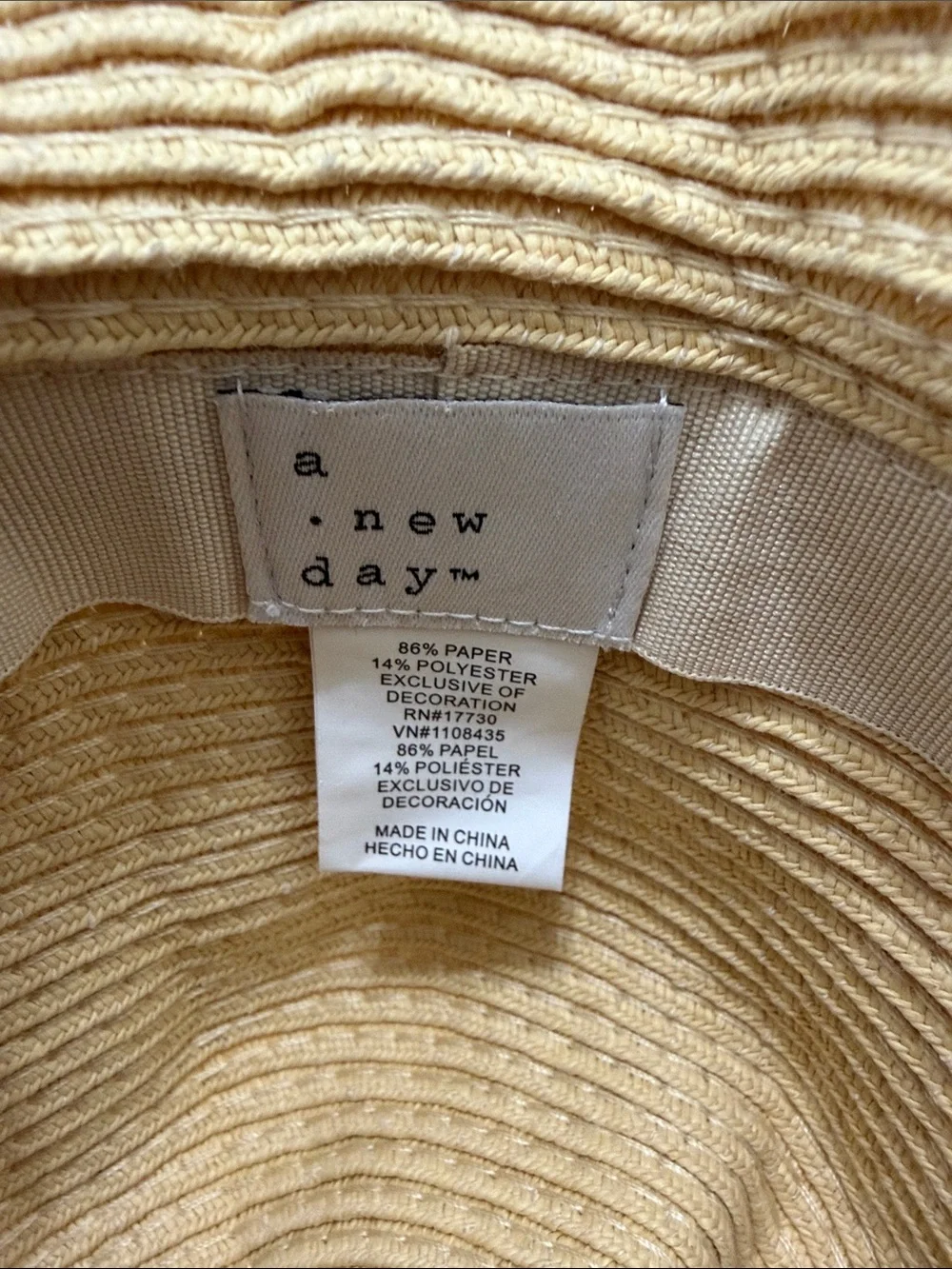 a new day Pale Yellow Straw Floppy Sun Hat